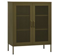 Meuble de rangement 2 portes avec grillage Bako 80 cm - Acier mat