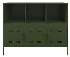 Meuble de rangement 3 portes 3 niches en acier Klavin 100 cm - Style Industriel