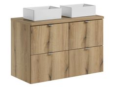 Meuble de salle de bain 4 tiroirs NOVA OAK 100 cm avec double vasque GAJA