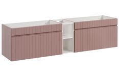 Meuble de salle de bain EMBLEMATIC 180 cm – Double meuble sous-vasque, vieux rose & blanc – Façades rainurées