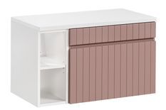 Meuble de salle de bain EMBLEMATIC 80 cm – Vieux rose & blanc – Façades rainurées