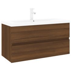 Meuble lavabo avec bassin intégré Chêne brun Bois d'ingénierie 2