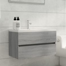 Meuble lavabo avec bassin intégré Sonoma gris Bois d'ingénierie