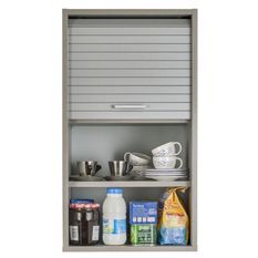 Meuble mural de cuisine gris à rideau KUMA 40 cm – Élément haut avec étagères réglables