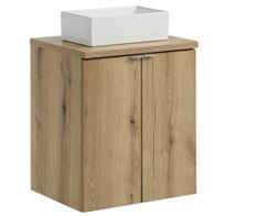 Meuble salle de bain suspendu 2 portes NOVA OAK 50 cm avec vasque blanche GAJA