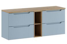 Meuble salle de bain suspendu NOVA Denim 140 cm – Élégance contemporaine et rangement intelligent