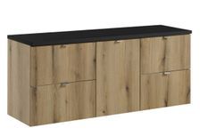 Meuble salle de bain suspendu NOVA OAK 140 cm – 4 tiroirs, 1 porte