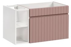 Meuble sous vasque EMBLEMATIC 80 cm – Vieux rose & blanc – Façades rainurées