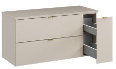 Meuble sous vasque suspendu DALIA Cachemire 100 cm avec meuble cargo coulissant