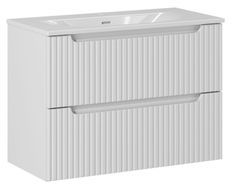 Meuble suspendu 2 tiroirs avec vasque encastrée NOVA BLANC