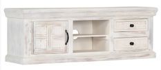 Meuble TV 1 porte 2 tiroirs manguier massif blanc brossé Pili