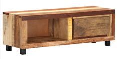 Meuble TV 1 tiroir 1 niche bois massif recyclé et pieds métal noir Masay
