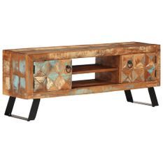 Meuble TV 112x30x45 cm bois massif de récupération