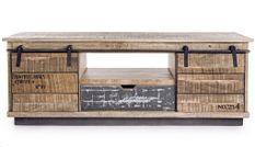 Meuble TV 2 portes 1 tiroir TUDOR – bois massif de manguier – 150 x 38 cm