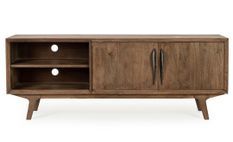 Meuble TV 2 portes 2 niches KAMY 152 cm - Bois de manguier marron