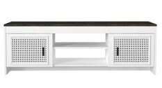 Meuble TV 2 portes ajourées bois blanc et marron Amorka 150 cm