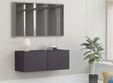 Meuble TV 2 portes bois gris Oned 80 cm