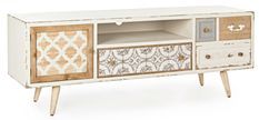 Meuble TV 2 portes multicolore bois de sapin Aby L 150 cm