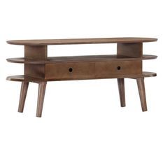 Meuble TV 2 tiroirs acacia massif foncé Zomba 110 cm