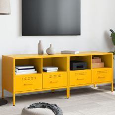 Meuble TV 2pcs jaune moutarde 68x39x50,5cm acier laminé à froid