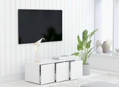 Meuble TV 3 tiroirs bois blanc brillant Onic 80 cm