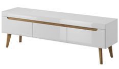 Meuble TV 3 tiroirs bois clair et blanc Kera 160 cm