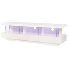 Meuble TV 3 tiroirs et luminaire led - Blanc - L 160 x P 39 x H 45 cm
