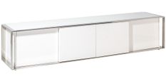 Meuble TV 4 portes laqué blanc et acier Lika 220 cm