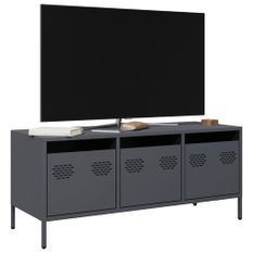 Meuble TV anthracite 101,5x39x43,5 cm acier laminé à froid