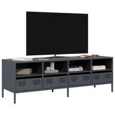 Meuble TV anthracite 135x39x43,5 cm acier laminé à froid