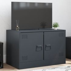 Meuble TV anthracite 67x39x44 cm acier