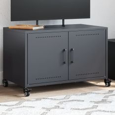 Meuble TV anthracite 68x39x43,5 cm acier laminé à froid