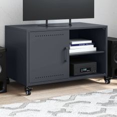 Meuble TV anthracite 68x39x43,5 cm acier laminé à froid