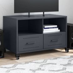 Meuble TV anthracite 68x39x43,5 cm acier laminé à froid