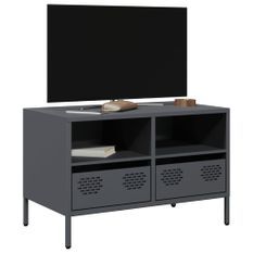 Meuble TV anthracite 68x39x43,5 cm acier laminé à froid