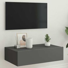 Meuble TV avec éclairage LED gris 60x35x15,5 cm