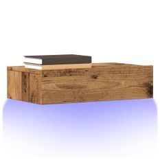 Meuble TV avec éclairage LED vieux bois 60x35x15,5 cm