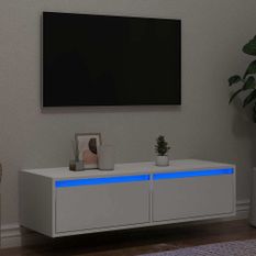 Meuble TV avec lumières LED blanc 100X35,5x25 cm
