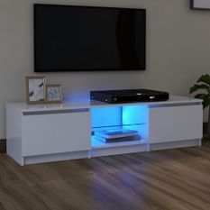 Meuble TV avec lumières LED Blanc 140x40x35,5 cm
