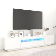 Meuble TV avec lumières LED Blanc 200x35x40 cm