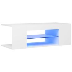 Meuble TV avec lumières LED Blanc 90x39x30 cm