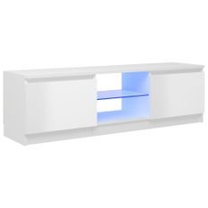 Meuble TV avec lumières LED Blanc brillant 120x30x35,5 cm