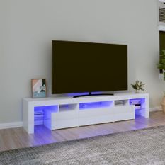 Meuble TV avec lumières LED Blanc brillant 200x36,5x40 cm