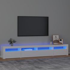 Meuble TV avec lumières LED Blanc brillant 240x35x40 cm