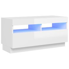 Meuble TV avec lumières LED Blanc brillant 80x35x40 cm