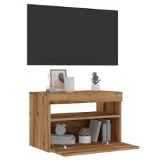 Meuble TV avec lumières LED chêne artisanal bois d'ingénierie