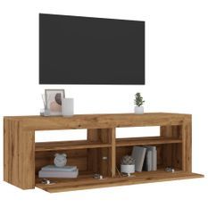 Meuble TV avec lumières LED chêne artisanal bois d'ingénierie