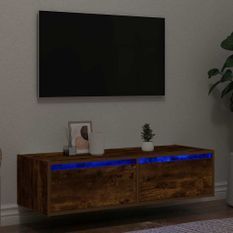 Meuble TV avec lumières LED chêne fumé 100X35,5x25 cm