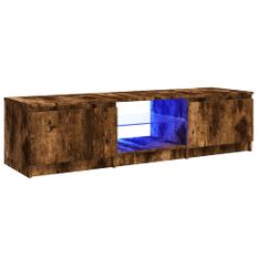 Meuble TV avec lumières LED Chêne fumé 140x40x35,5 cm