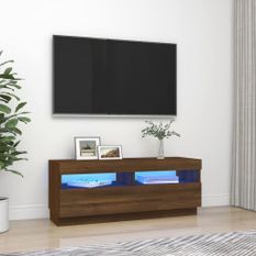 Meuble TV avec lumières LED Chêne marron 100x35x40 cm